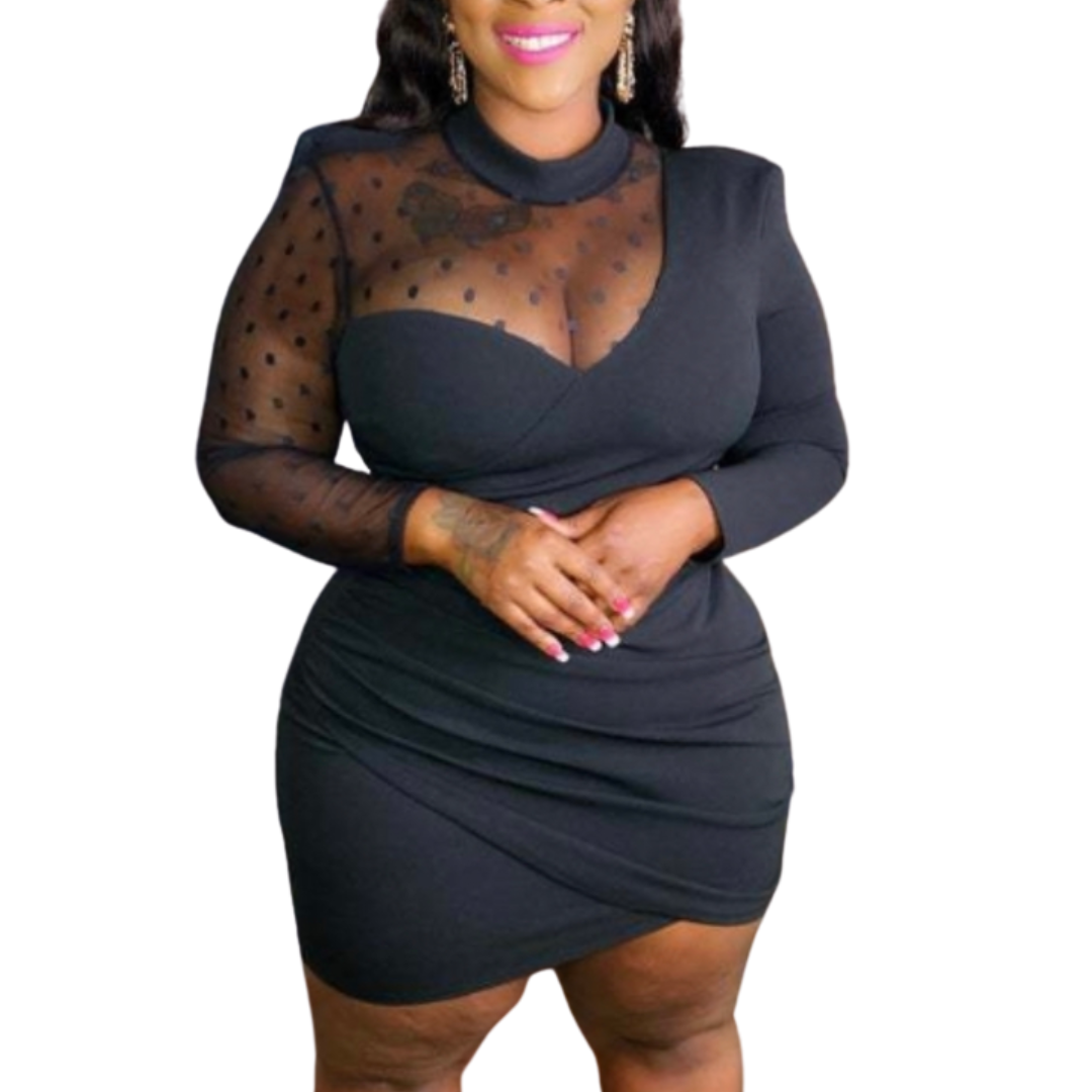 Short Black Wrap-Style Dress